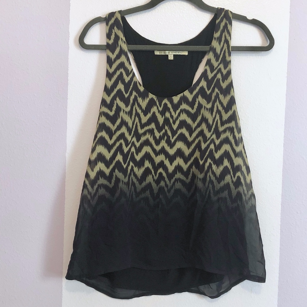 Collective Concepts flowy black razor back tank M